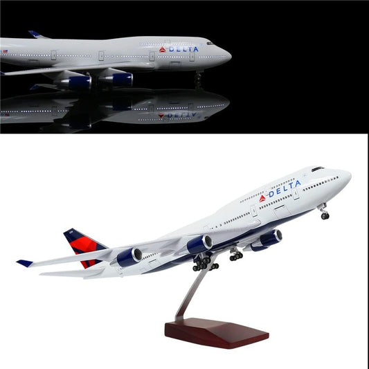 24-Hours 18” 1:160 Scale Model Airplane Model Plane Lufthansa A380 Plane Model Kits with LED Light(Touch or Sound Control) for Business Gift