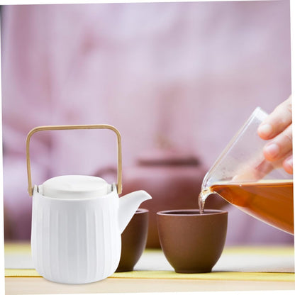 Zerodeko 1 Set Ceramic Teapot Chinese Tea Pot Ceramic Water Kettle White Tea Cup Teakettle Teapot Stovetop Tea Kettle Zisha Tea Pot Tea Maker Kettle Tea Holder Classic Wood Office Beam Pot