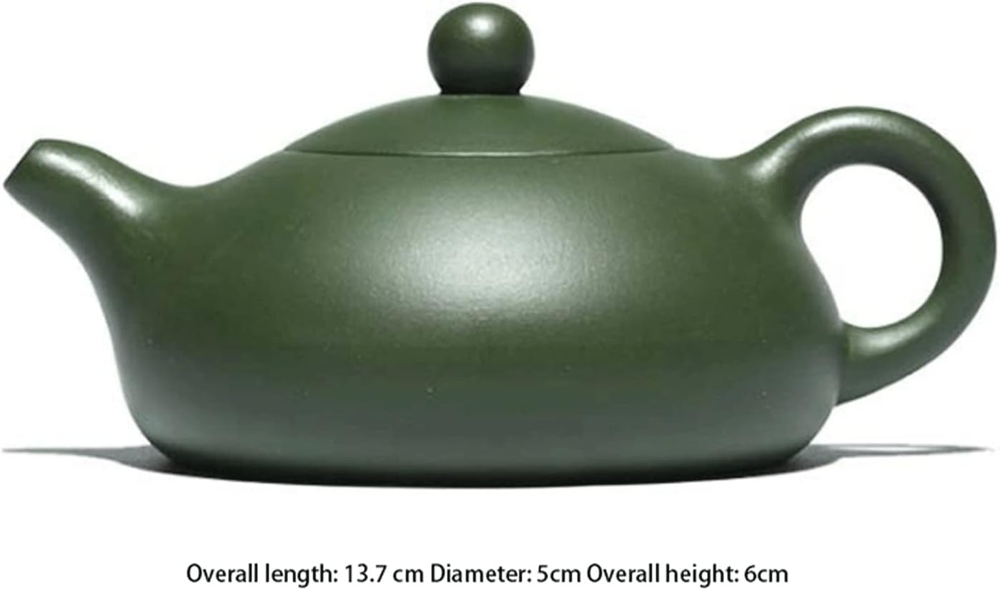 MIKMAX Teapot Zisha Pot Handmade Teapot Raw Ore Green Mud Flat Xishi Kung Fu Tea Set