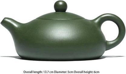 MIKMAX Teapot Zisha Pot Handmade Teapot Raw Ore Green Mud Flat Xishi Kung Fu Tea Set