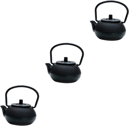 Alipis 3pcs cast iron teapot tea set Mini Tea Pots vintage decor coffee espresso gongfu teapot kids pretend play toy zisha tea pot chinese teapot small teapot ornament Gift unique