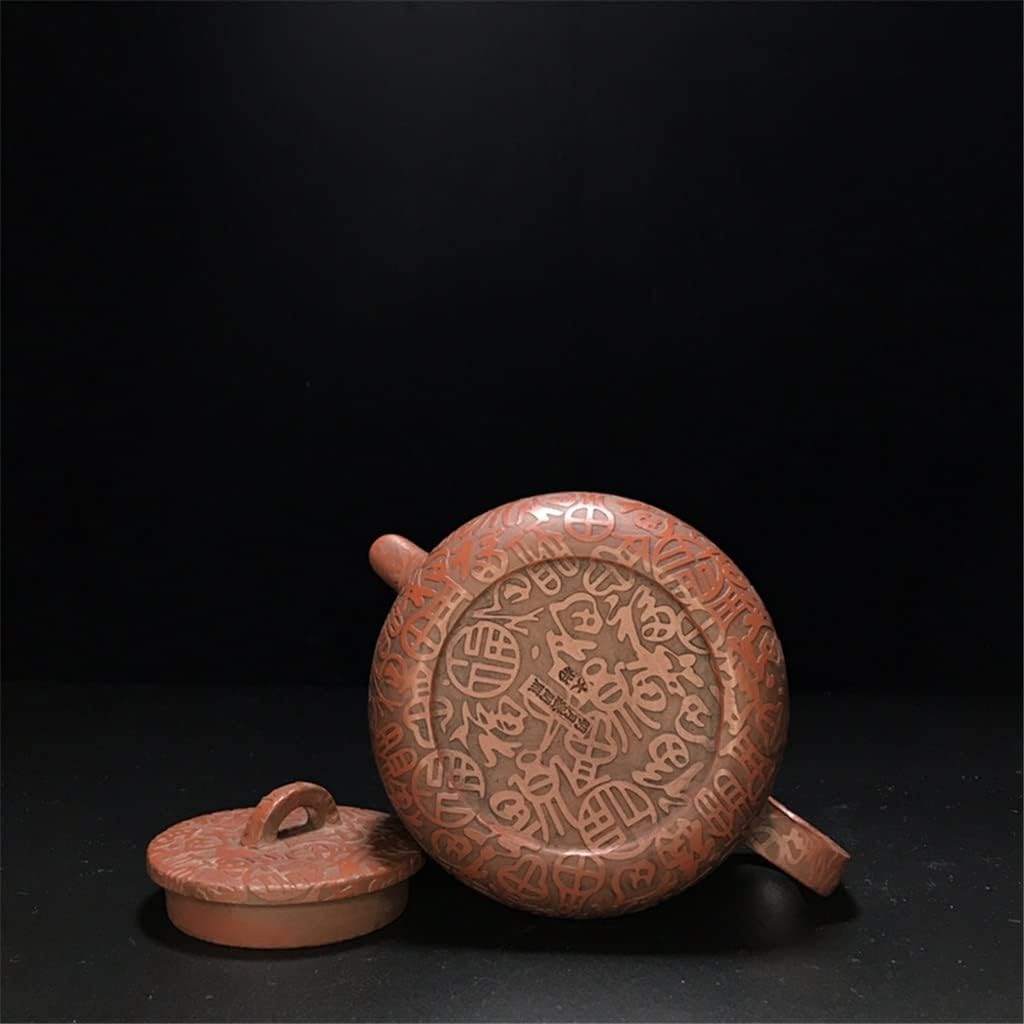 ADUH China Yixing Teapot Handmade Zisha Pot Flat white tiger pot Zisha pot Da Bin 450ml