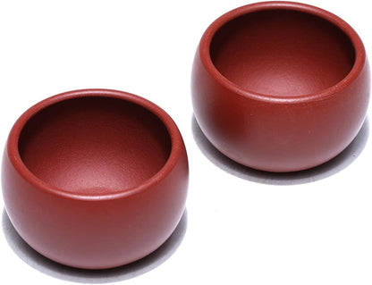 SILINE 2 PCS Zisha Kong Fu Teacup,1.7 Oz Chinese Yixing Clay Tea Cup for Brew Tea,Used with the Teapot -zhuni