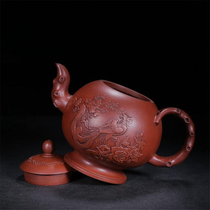 ADUH China Yixing Teapot Handmade Zisha Pot Flat white tiger pot Zisha pot Da Bin 450ml