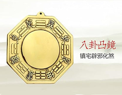 Chinese Feng Shui Brass Convex Bagua Mirror Fengshui ba gua Mirrors (3.3 Inch)