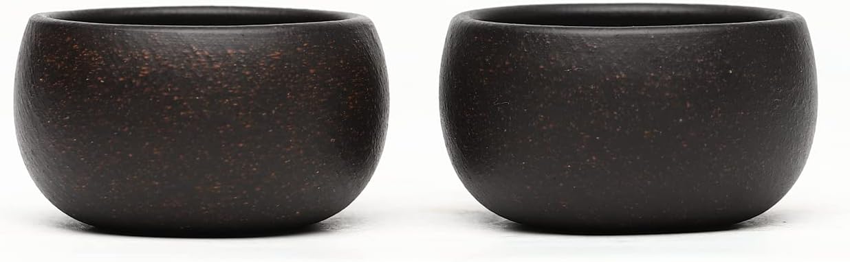 SILINE 2 PCS Zisha Kong Fu Teacup,2 Oz Chinese Yixing Clay Tea Cup for Brew Tea,Used with the Teapot