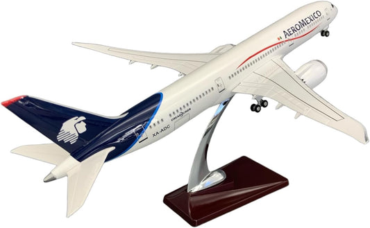 1 130 Model Plane 16.98 Inch Mexico Theme Wide-Body Passenger Aircraft Model B787 with Display Stand, Removable Design, Decorative Collectible for Home or Office（with Light）