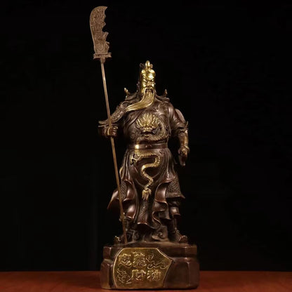Pure Copper Chinese Feng Shui Guan Gong Statue God of Wealth Home and Office Decoration Wu God of Wealth Guan Yu Statue Best Furnishings Gifts