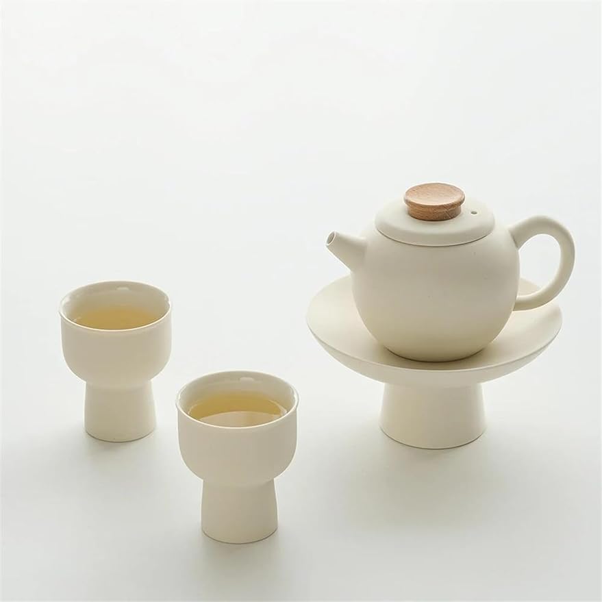 Afternoon Tea Set Light Brewing Ceramic Tea Set Fresh Cream Design Japanese Style Tea Cup Goblet Tray Tea Set For Adults (Color : B)