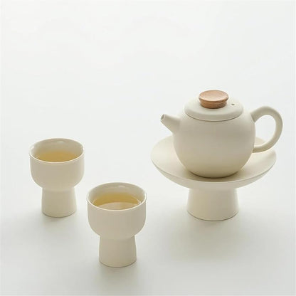 Afternoon Tea Set Light Brewing Ceramic Tea Set Fresh Cream Design Japanese Style Tea Cup Goblet Tray Tea Set For Adults (Color : B)