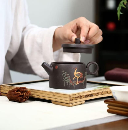 Tetsubin Kettle Cast Iron Teapot Chinese Teapot 7.7oz/0.23L Teapot Black Clay Teapot Purple Clay Teapot Zisha Pot Home Tea Kettle Japanese Tea Kettle Tea Pot