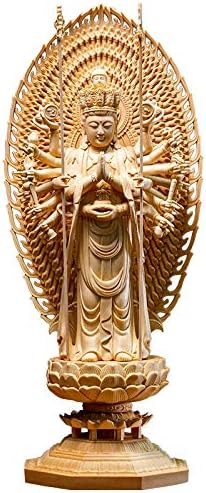 NOOLAR Buddha Statue Decoration,Ornaments for Home,Large Solid Wood Thousand-Hand Guanyin Buddha Statue Modern Art Sculpture Chinese Buddha Statue Home Decoration Wood Carving