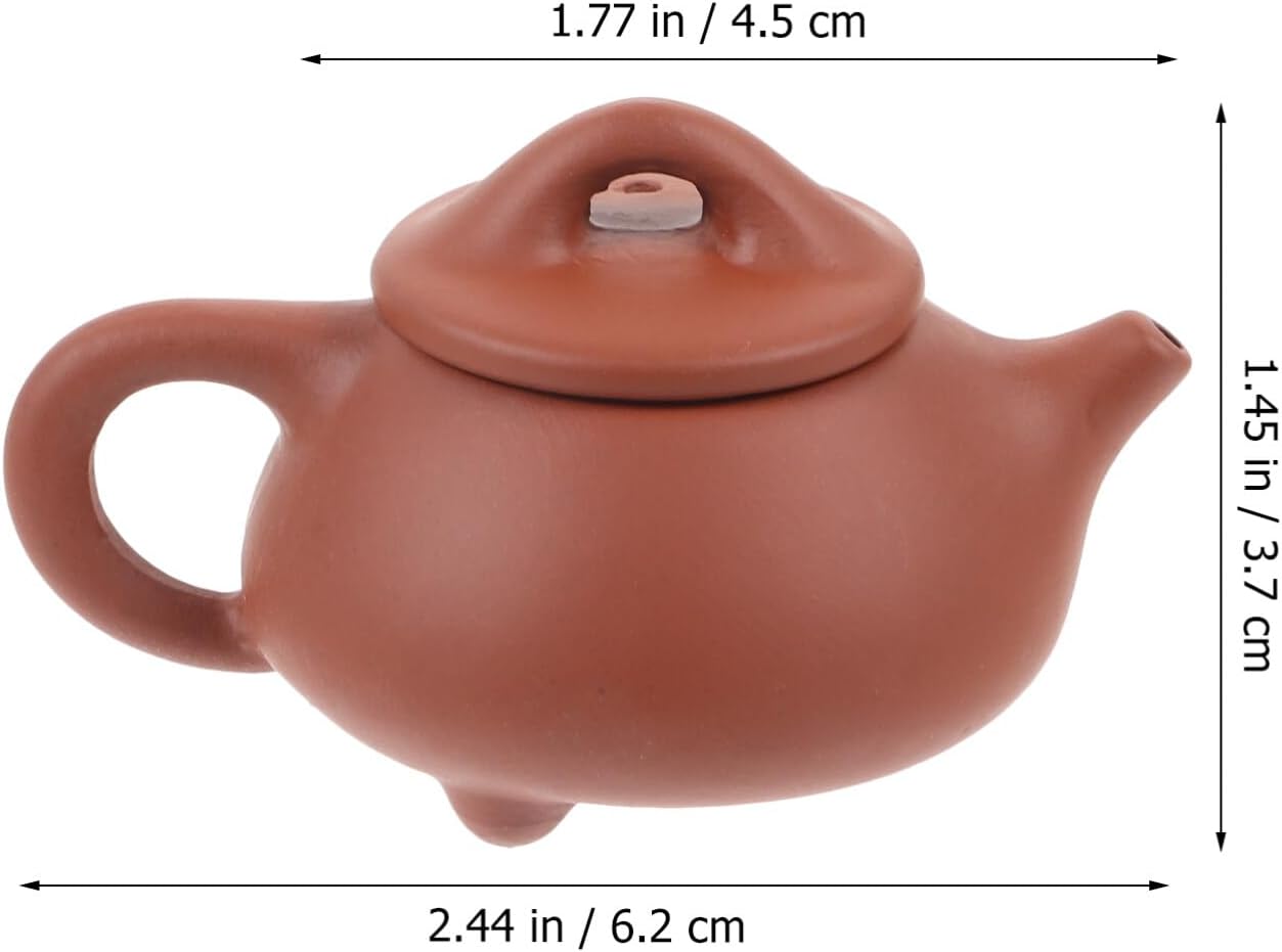 Kichvoe Miniature Chinese Zisha Clay Pot, Dollhouse Purple Clay Teapot Mini Purple Mud Kungfu Kettle Loose Tea Pot Tea Pet Tea Room Decoration Gift