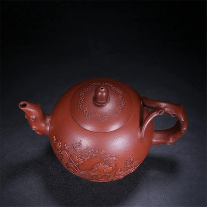 ADUH China Yixing Teapot Handmade Zisha Pot Flat white tiger pot Zisha pot Da Bin 450ml