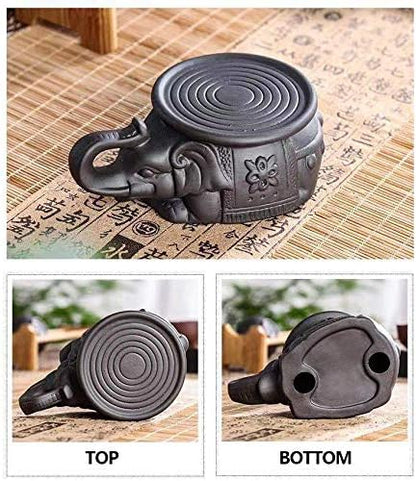 Handmade Teapot Pad, Chinese Yixing Elephant Teapot Holder, Zisha Kung Fu Ceramic Purple Sand Teapot Pad, Tea Tray Decor Tea Pet Accessories (balck)