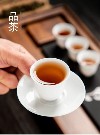Gaiwan Teacup Chinese Gongfu Tea Set High White Porcelain Ceramic Gift Box (Jiangjun cup)