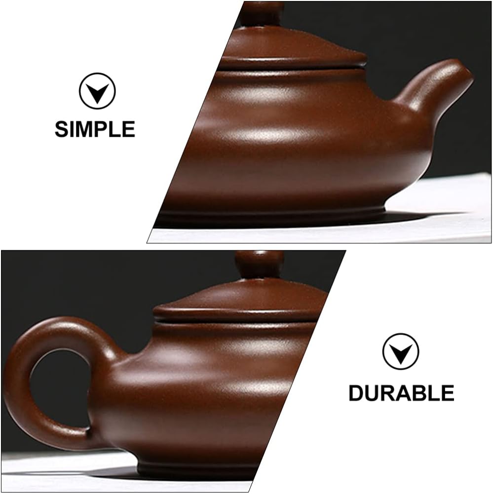 HEMOTON Portable Stove Portable Tea Kettle Chinese Zisha Teapot Handmade Purple Clay Mud Water Tea Sand Pot Kettle Tea Cup for Kungfu Loose Leaf Tea Brown Ceramic Teapot Japanese Tea Set