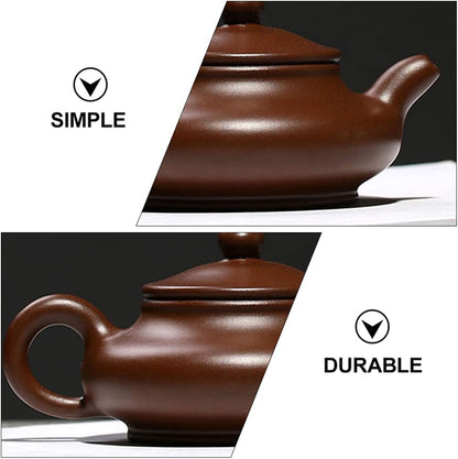 HEMOTON Portable Stove Portable Tea Kettle Chinese Zisha Teapot Handmade Purple Clay Mud Water Tea Sand Pot Kettle Tea Cup for Kungfu Loose Leaf Tea Brown Ceramic Teapot Japanese Tea Set