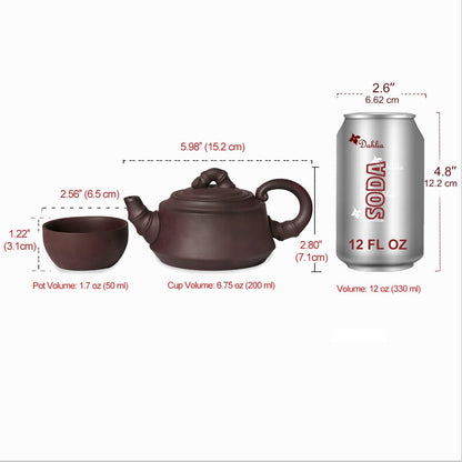 Dahlia Zisha 7 Pcs Gongfu Tea Set in Gift Box (Tea Pot + 6 Tea Cups), Bamboo