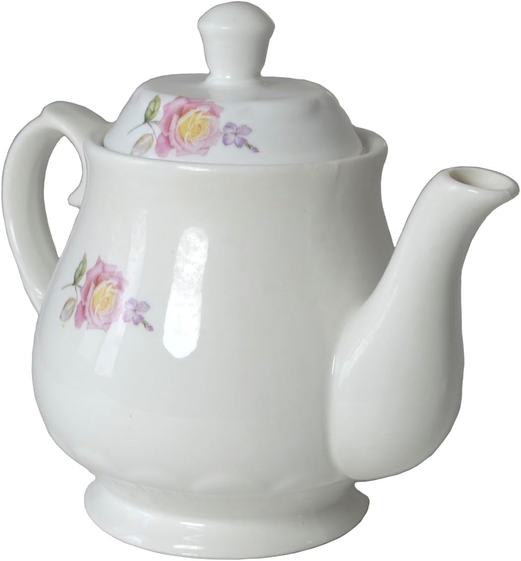 European Style Porcelain Teapot, Coffee Tea Water Pot Vintage Ceramic Kettle (18oz)