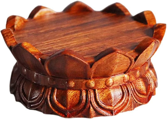 Vintage Rosewood Guanyin Lotus Pedestal Buddha Statue Vase Plant Teapot Base Home Decoration Display Stand