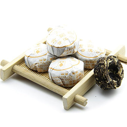 40pcs Cooked Chrysanthemum Flavor Puerh Tea - Ripe(Shu) Mini Tea Tuo Cha -Yunnan Shou Pu-erh Tea -Compressed Pu erh Tea - Puer Tea Loose Leaf- Bird's Nest Shape Pu'er Mini Tuo Cha with Gift Bag