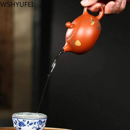 ZHSDTHJY Ceramic Teapotyixing Zisha Teapot Painted Xishi Teapot Raw Soil Tea Set Chinese Handmade Zisha Teapot 170Ml