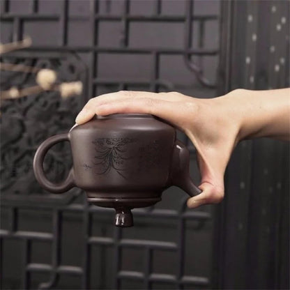 250ml Zisha Teapot Chinese Handmade Kungfu Tea Kettle Purple Clay Pottery Teaware Set Tea Ceremony