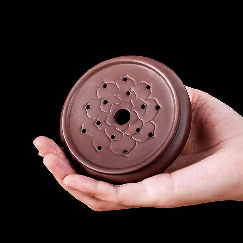 Handmade Lotus Teapot Holder, Zisha Ceramic Teapot Mat Teaware Kung Fu Tea Ceremony Accessories, Purple Tea Tray Deacoration