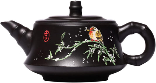 UDRJU Kongfu Teapot 220Ml Yixing Zisha Teapot Bamboo Black Clay Tea Set