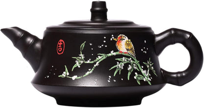 UDRJU Kongfu Teapot 220Ml Yixing Zisha Teapot Bamboo Black Clay Tea Set