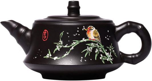 UDRJU Kongfu Teapot 220Ml Yixing Zisha Teapot Bamboo Black Clay Tea Set