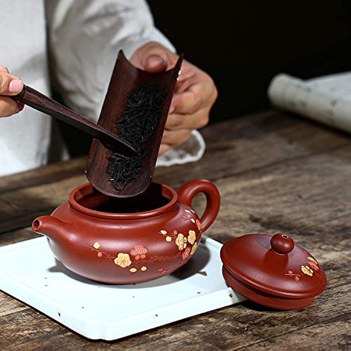 Zisha Teapot 8.8 Oz Yixing Clay Handmade Teapot with Filter,Chinese Kung Fu Tea Maker - Fanggu