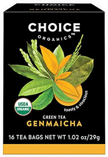 Choice Organics - Organic Genmaicha Tea (3 Pack) - Green Tea with Toasted Brown Rice - Compostable - 48 Organic Green Tea Bags