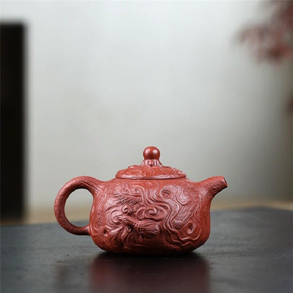 Hand-carved dragon and phoenix Yixing teapot Zisha teapot personalized tea ceremony