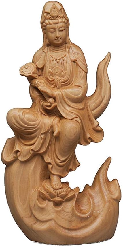 YQLKD Decoration Statue Solid Wood Guanyin Statue Buddha Statue Ornaments