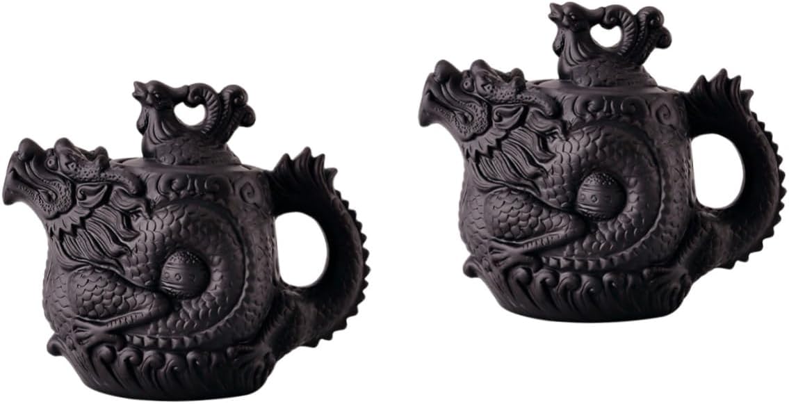 LIFKOME 2pcs Dragon Phoenix Purple Clay Teapot Purple Clay Tea Pot Zisha Teapot Brass Teapot Cast Iron Teapot
