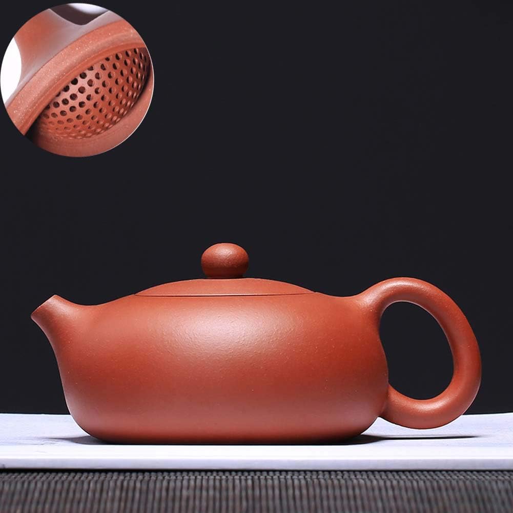 Teapot 6.7Oz Chinese Yixing Zisha Clay Xishi Pot Kungfu Kettle Ball Hole Filter Loose Tea (Red)