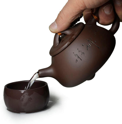 Teapot 210ml Chinese Gongfu ShiPiao Stone Style Zisha Zini Pots for Loose Tea Engraved Picture Text