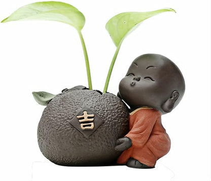 Acxico 1Pcs Yixing zisha Tea pet Lovely Home Decoration Mini vase Creative Tea Play Monk