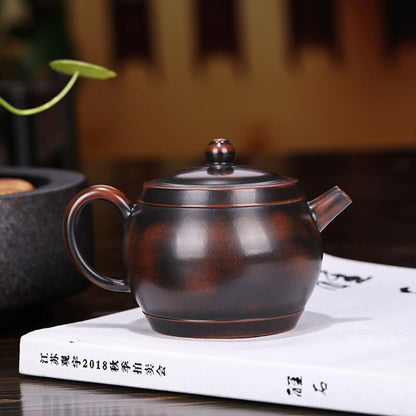 Zisha hand-carved teapot Zen Heart Sutra handmade teapot Tieguanyin teapot teapot tea set household tea ceremony set 210ml