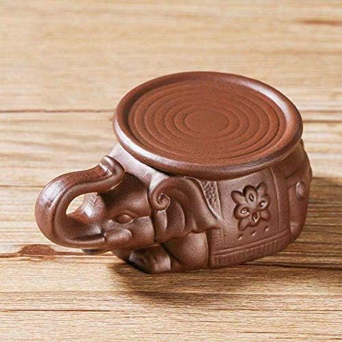 Handmade Teapot Pad, Chinese Yixing Elephant Teapot Holder, Zisha Kung Fu Ceramic Purple Sand Tea Pet, Tea Tray Decor Tea Set (Purple)