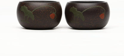 SILINE 2 PCS Zisha Kong Fu Teacup,2 Oz Chinese Yixing Clay Tea Cup for Brew Tea,Used with the Teapot