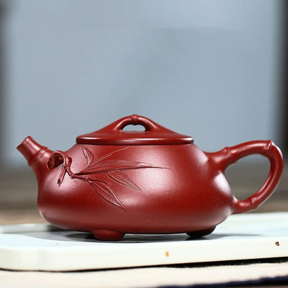 Chinese Tea Pot Yixing Zisha Teapot Bamboo Jingzhou Stone Scoop Teapot Raw Ore Dahongpao Pure Handmade Tea pot Household Teapot