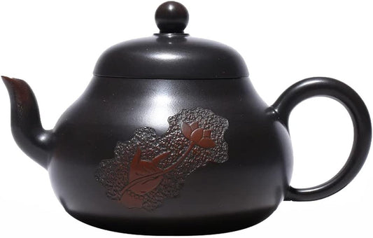 LOCZEK Ornaments Tea Set Zisha Teapot Handmade Pot Kung Fu Teaware Purple Clay Drinkware for Puer Tea Nixing Tao/Light Grey/210Ml