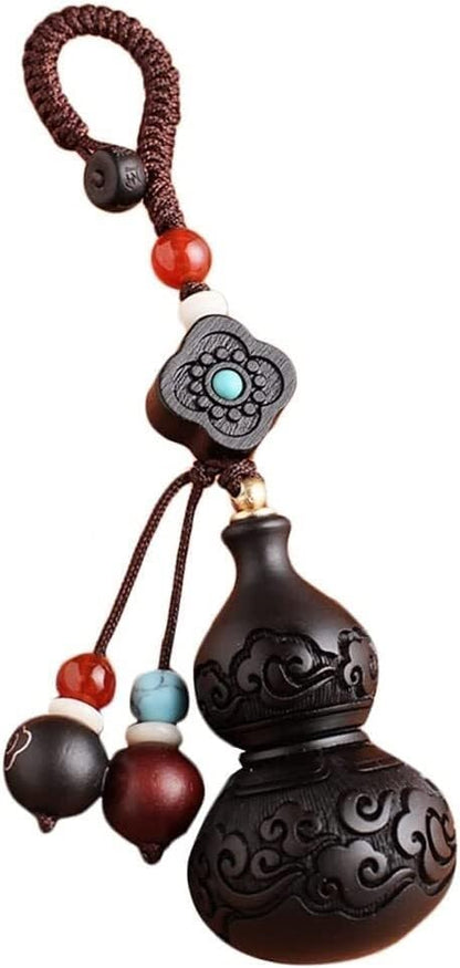 RAN Black Sandalwood Handmade Key Chain Gourd Keychain Pendant Car Keychain Lucking Cute Trinkets for Men and Women