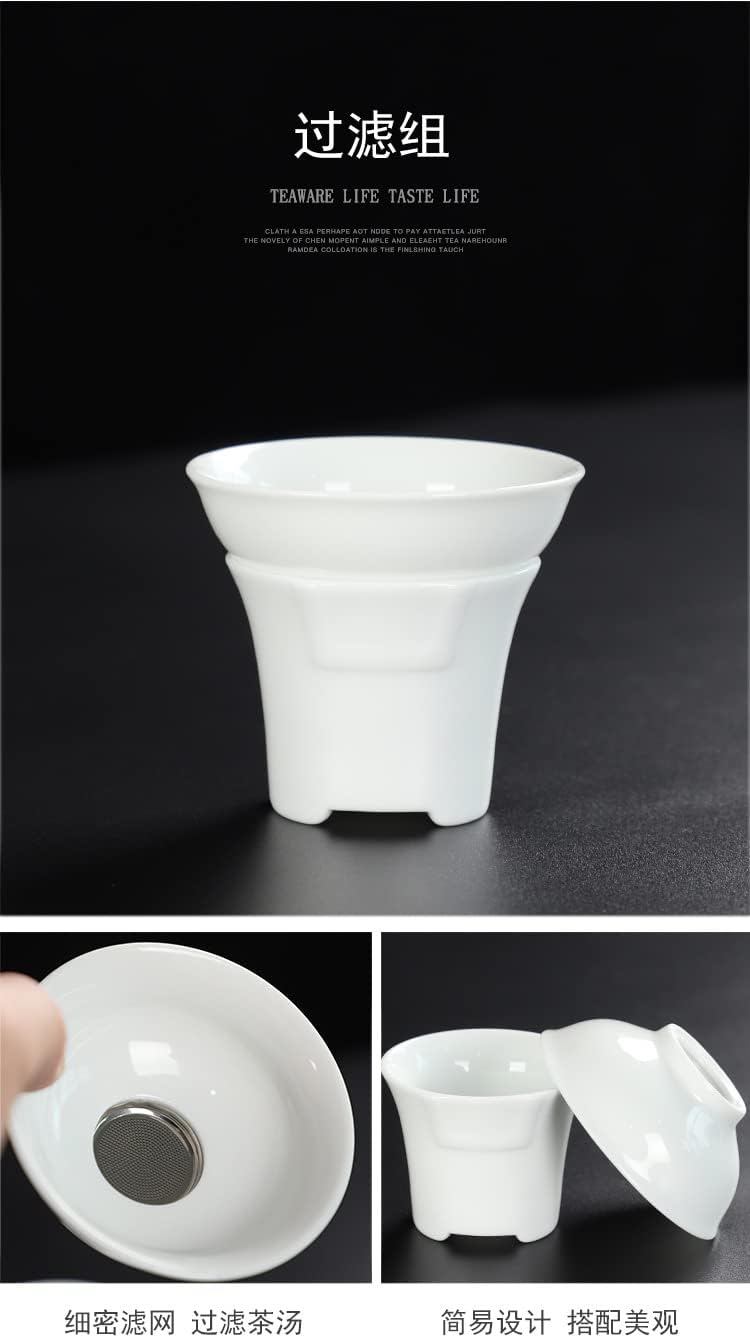 Gaiwan Teacup Chinese Gongfu Tea Set High White Porcelain Ceramic Gift Box (Jiangjun cup)