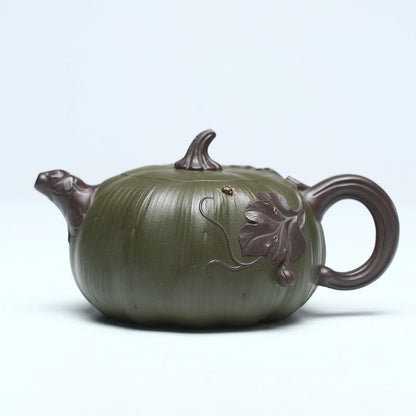 SILINE Large Yixing Clay Teapot 16.9 Oz/500ml,Chinese Officially Certified Professor Master Handmade Zisha Tea Pot Collection (ZhuanFang,Green Clay)