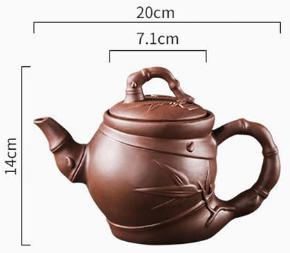 MIKMAX Teapot Zisha Pot Large Capacity Bamboo Teapot Built-in Stainless Steel Filter Teapot Tea Set Tea Cup Set