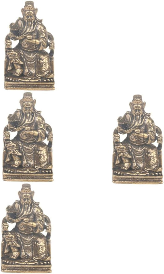 BESPORTBLE 4pcs Brass Guan Gong Guan Yu Statue Gods of Wealth Statue Gods of Fortune Statue Guan Yu Figurines Feng Shui Shen Statue Chinese Wealth Statue God of Wealth Kuan Chinese Style